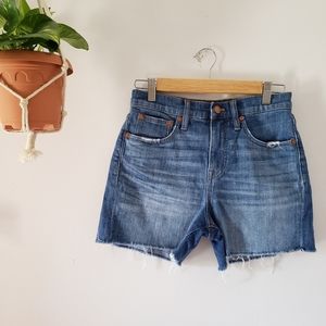 Madewell High Rise Denim Jean Shorts Frayed Blue 25 high waisted